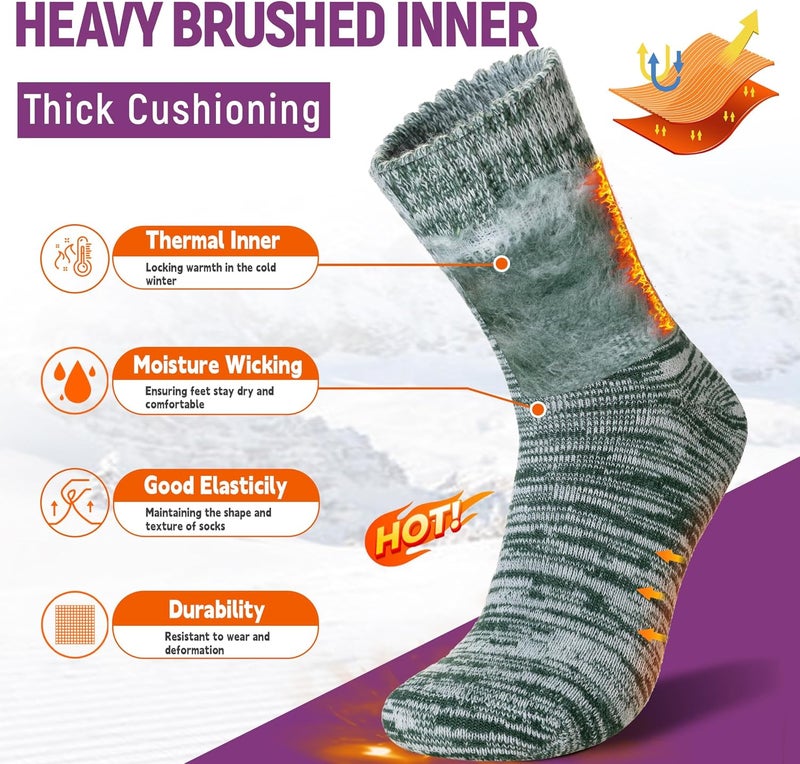 AMENLAN Store Women Heated Socks Ski Winter Thermal Hiking Snowboarding Thick Boot Insulated Socks 3 Pairs - Image 2
